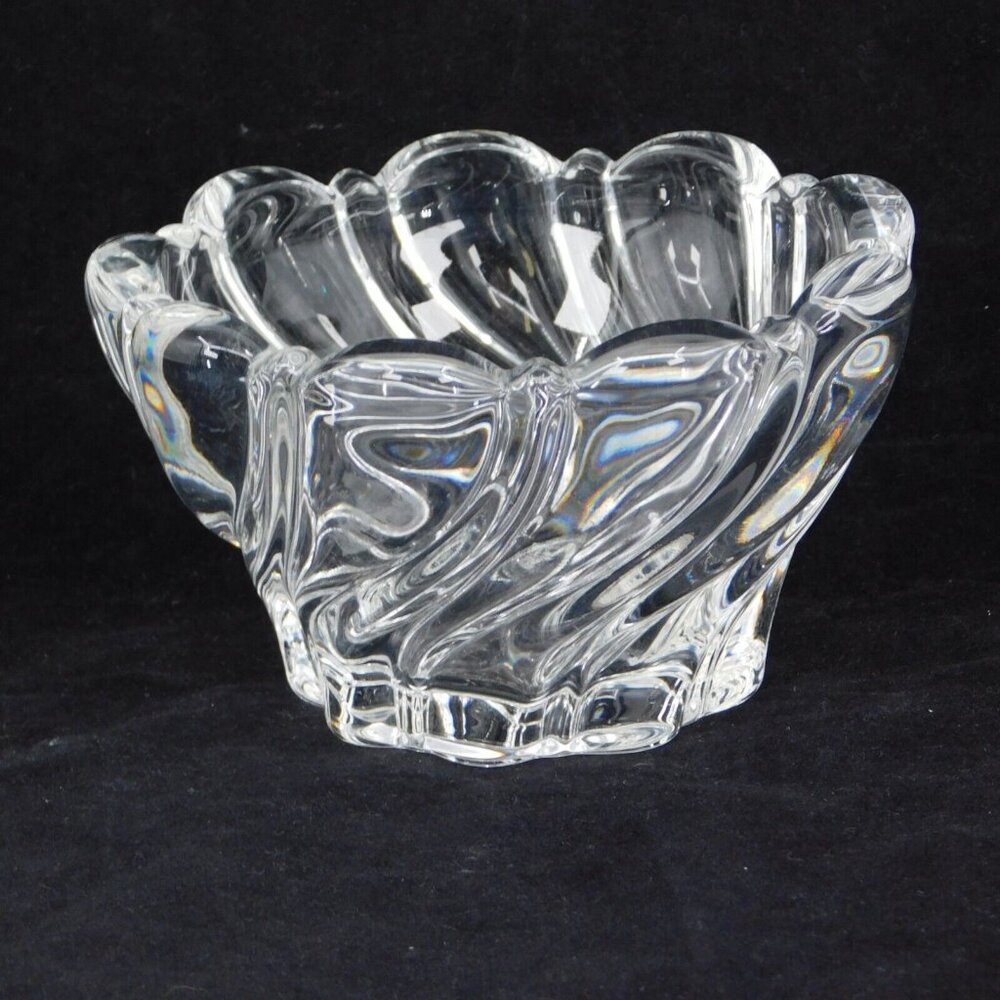 Mikasa Peppermint Clear Crystal Bowl Swirl Design Giftware 4 1/4" round Vintage - Picture 4 of 6